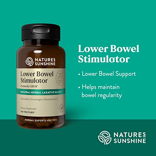 Image of Nature's Sunshine Lower Bowel Stimulator - Helps Relieve Constipation - Cleanse & Detox Your Colon with Natural Herbal Ingredients - 25 Servings - 100 Vegitabs