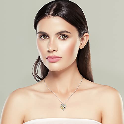 18K Gold Over Silver Birthstone Heart Shaped Engraved Necklace With 4 Birthstones, 4 Engraved Names Personalized Women Jewelry Engraved Child Names Mothers Necklace Gift For Her Mom Sister Grandma #TOP3