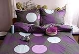Reißverschluss Mako Satin 3TLG BETTWÄSCHE Retro LILA Punkte 155x200! Bedding Set Purple DOTS!