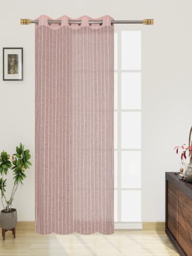 Image of Exporthub Sheer Linen Cotton Curtains for Window 5 Feet Set of 1 Pc, Pink Light Filtering Breathable Fabric Drapes for Living Room & Bedroom (EHSPR051 54 1)