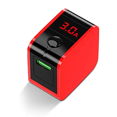 YHML QC3.0 Cargador USB, PD Flash Charge QC3.0 Pantalla Digital Cargador De Teléfono Móvil 18W Cargador De Carga Rápida 3A Carga De Viaje Cabeza De Carga USB,Redtypec Cover