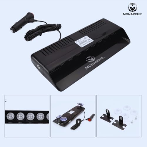 Image of MONARCHIE 9 LED Car Police Emergency Strobe Light With Red Blue White Flasher, 6 Flashing Modes | Suitable for SUV, MUV's, Sedans, Hatchback