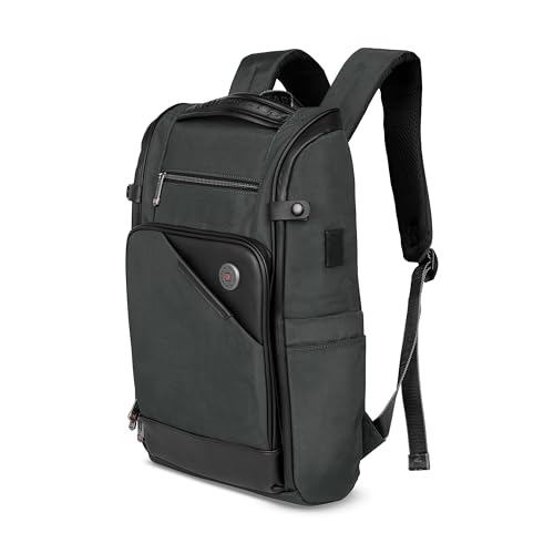 Image of SWISS MILITARY Aspen Laptop Backpack 15.6 Inch with USB Charging Port, Quick Access Pockets, iPad Compartment, Mesh Bottle Holders, 16L Compact Travel Office College Bag for Men Women