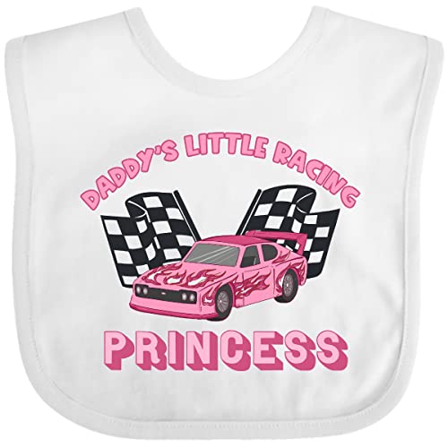 inktastic Daddy's Racing Princess Pink Race Car Baby Bib White 3b840