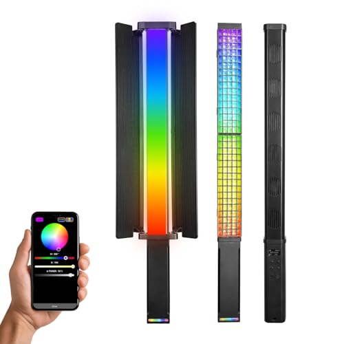 Image of HIFFIN HF-1000 60W RGB LED Stick Light with Grid & Soft Diffuser, 2500K-9900K Adjustable CCT, CRI95+, 24 Effects, 18700Lux@0.5m, App Control, 5200mAh Battery for Photo Video Shooting Use for Creators