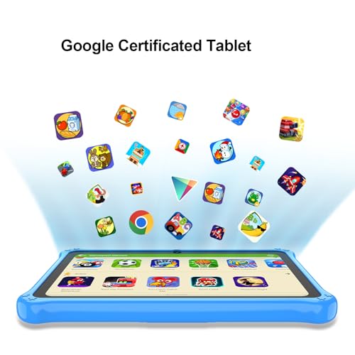 Image of PRITOM 7 inch Kids Tablet with Lanyard, 32GB Toddler Tablet Android 13 with WiFi, Dual Camera, Education, Games, Kids Software Pre-Installed, Parental Control, Blue