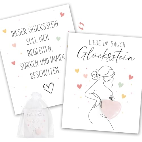 BOFUNX Schwangerschaft Geschenk, Glücksstein + Glückskarte + Organzasäckchen, Schwangere Geschenk Werdende Mütter Geschenk Glücksbringer