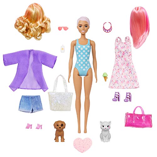 Barbie- Ultimate Color Reveal Bambola con 25 Sorprese, 2 Cuccioli, 15 Sacchettini con Abiti e Accessori, Modelli Assortiti, Giocattolo per Bambini 3+Anni, GPD55