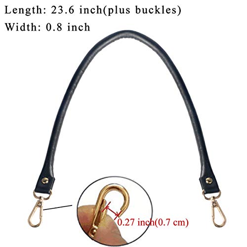 Beaulegan Handbag Leather Handles Replacement 2 Pcs, 60cm Long(Black/Gold), 60Centimeter - Image 2