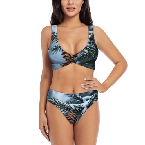 Bikini croisé push-up vert avec coussinets amovibles pour femme