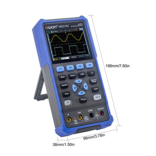 Image of OWON HDS2102 2CH Handheld Oscilloscope 100MHz Bandwidth 20000 Counts Multiumeter OSC + DMM