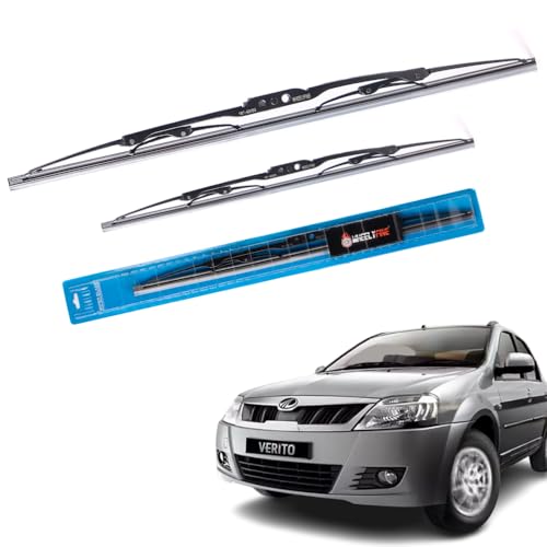 Image of Windshield Car Wiper Blades Metal Frame Water Repellant Cleaning Wiper Blades Refills Best for Mahindra Verito (2011 Onwards) Dr 22 inch /Pa 22 inch