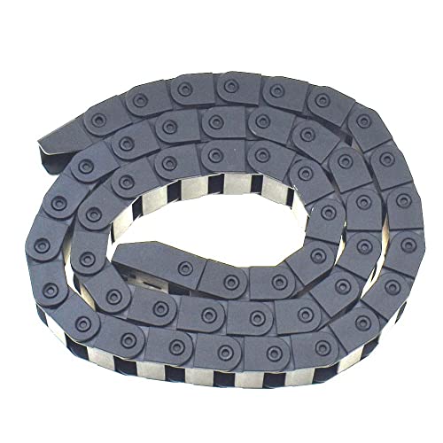 RELAND SUN Black Plastic Cable Wire Carrier Drag Chain 1M Length for CNC, with End Connectors (15 * 36,Semi-closed)