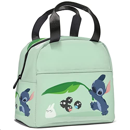 Hugkttj Green Cartoon Insulated Lunch Bag Reusable Cooler Lunch Box Organizer For Women Outdoor Party Picnic Travel #TOP2