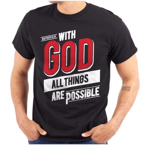 With God All Things Are Possible Christian T Shirts Novelty T-Shirt Tee, X-Large, Black,X Large,X-Large