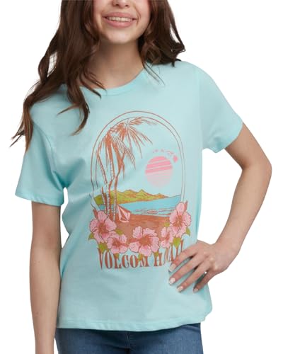 Image of Volcom Girls Shirts - Casual Crewneck Short Sleeve Graphic Tee Trendy Tops - Breathable Girls Summer Clothes