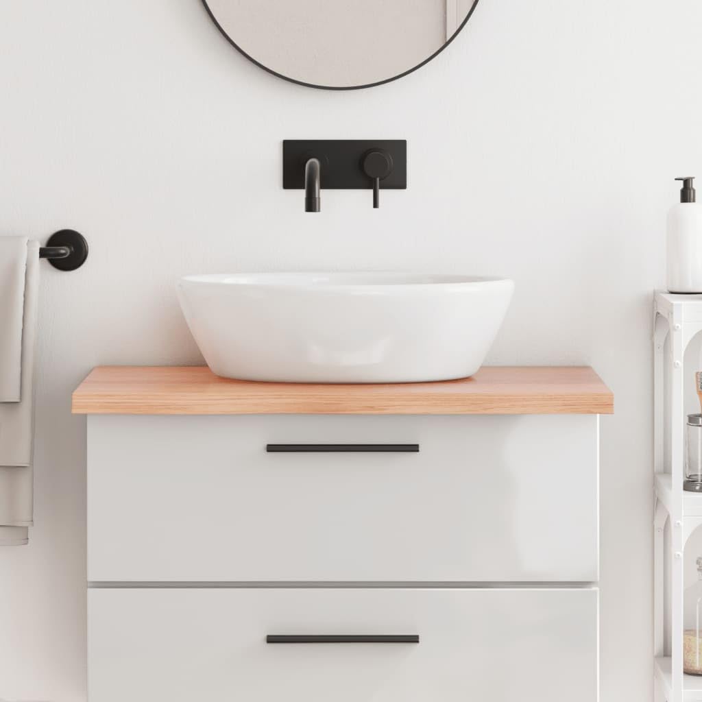 Encimera de baño Madera Maciza tratada marrón Claro 80x50x4 cm, Encimera Cocina, Tablero para Mesa, Encimera Lavabo, Muebles De Baño - 3156120