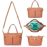 MOMINSIDE Small Diaper Bag Tote, Mini Diaper Bag Purse with 13 Pockets, Leather Crossbody Diaper Bag