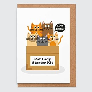 Cat Birthday Card Funny - Funny Cat Birthday Card - Crazy Cat Lady Starter Kit - Cat Card - Birthday Card Mum - for Her - Girls - Women - Sister - Friend - Cat Gifts - Card for Cat Lovers