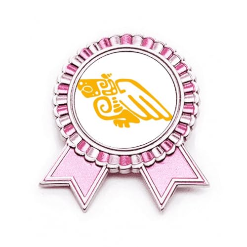 Badge médaille rose winner en métal - Broche totem aigle mexicain pour costume