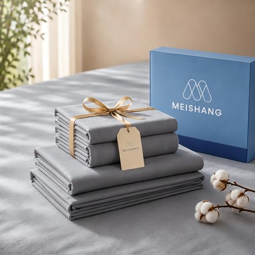 Image of MEISHANG 1000TC Egyptian Cotton Sheets Queen, 16 inch Deep Pocket | 1000TC Egyptian Cotton Sheets, Sateen Weave, Ultra Soft & Breathable, OEKO-TEX Certified