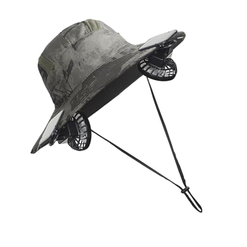 Sombrero de sol desmontable con carga solar USB, batería permanente, fuerte refrigeración, tela suave, tres mil mochileros, playa, mochileros, aventuras, sombrero ventilado, MGI, Talla única