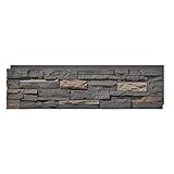 Wallwell Faux Stone Wall Panels 1-Pack (3.75 Sq Ft) PU Stone Veneer Siding, Mortarless 46.25x12.88 Inch Stacked Stone for Fireplace Interior Exterior, DIY Home Improvement,Iron Gray