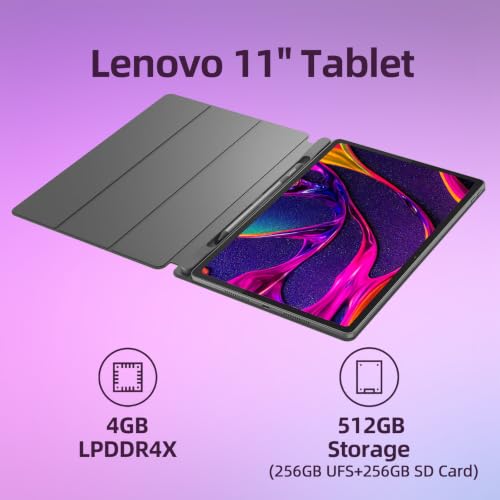 Image of Lenovo 11″ Tablet, 2.5K IPS Touchscreen Display (90Hz), 8-Core MediaTek Dimensity 6300, 8GB RAM, 512GB Storage (UFS+SD Card), All-Day Battery, Includes Stylus Pen + Protective Folio Case, Luna Grey
