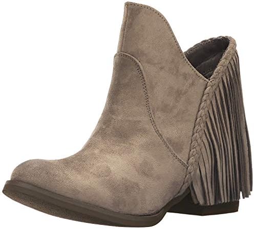 Not Rated Women's Western Cowgirl Casual Faux Suede Round Toe Fringe Braxton Booties Ankle Boot, Taupe, 8