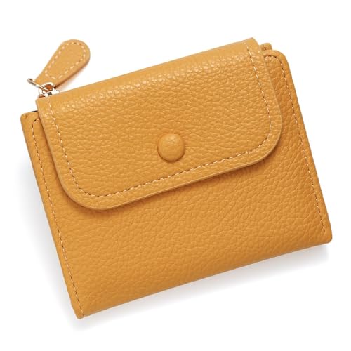 �A�V�����e�B�W�� Multi Slot Card Case Soft Leather Coin Purse Short Wallet for Women(Yellow)