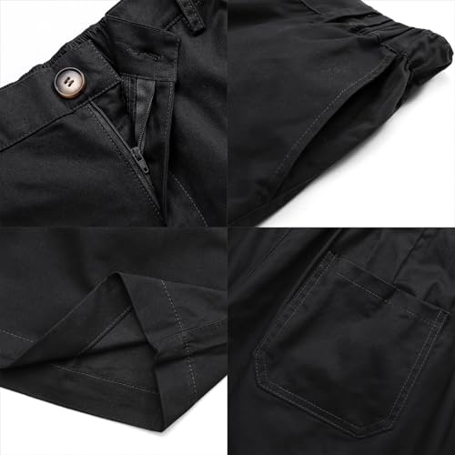 Image of Oymyakon Men's 6 Inch Shorts Casual Cotton Flat Front Chino Shorts Summer Elastic Waist Pull On Short with Pockets