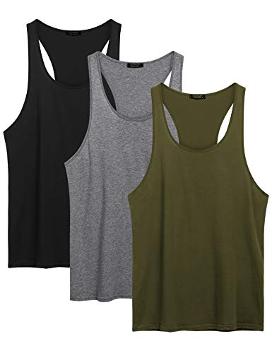 coofandy men39s 3 pack tank tops cotton performance sleeveless casual classic t shirts