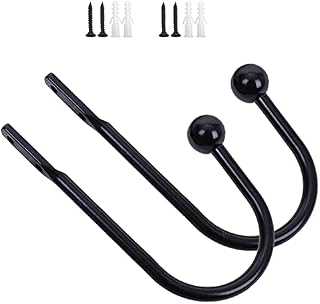 Yontree 2 Pack Curtain Holdback Black Decorative Curtain Holdback U-Shaped Meta Drapery Curtain Holdbacks Wall Mounted Curtain Tie Backs Hooks for Fixing Curtains