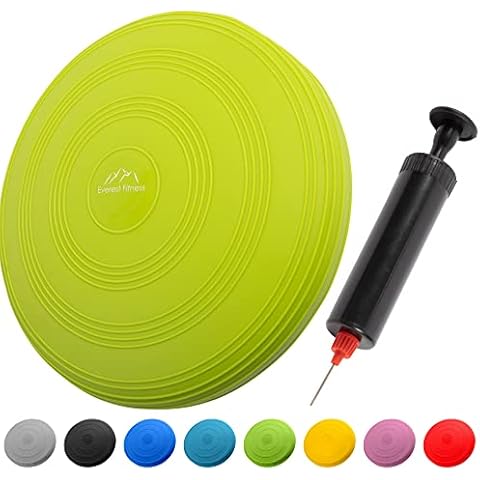 EVEREST FITNESS wobble cushion, air-filled, Ø 33 cm, air pump included | balance cushion, core stability disc, ball cushion, balance ball (Green) Cover