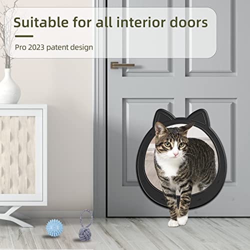 Classicmacher Large Cat Door, Cat Door Interior Door, No Flap Cat Door, Easy to Install, Strong Pet Door for Cat, No Training, Up to 22 LBS,Black