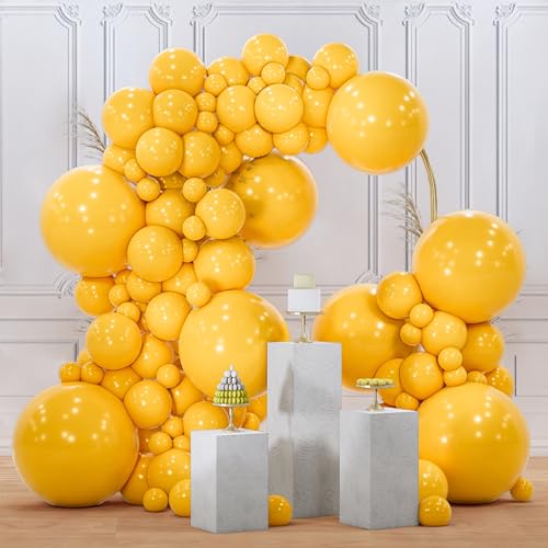 Image of PartyWoo Mustard Yellow Balloons 100pcs Different Sizes of 18 12 10 5 Inch Yellow Fall Balloon Arch Kit for Birthday Engagement Baby Shower Bee Sunflower Little Cutie Party Decorations Yellow-Y10