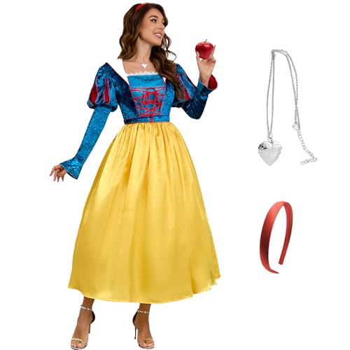 AYYOHON Schneeprinzessin-Kostüm für Damen, klassisch, Puffärmel, Märchenkleid, Halloween, Rollen-Cosplay für Erwachsene M