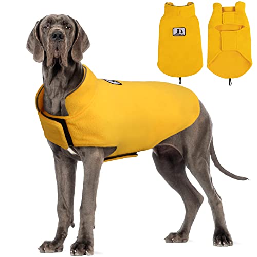 Winddichter Wintermantel für Hunde, Fleece, reflektierend, weich, für kleine und mittelgroße Rassen, für kaltes Wetter, Gelb, XL Cover