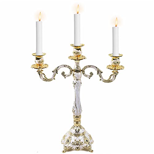 Candelabro Dorado 3 Brazos, Metal candelabro, candelabro de Mesa, decoración de Mesa Vintage, Velas, para Eventos, Bodas, decoración del hogar, Navidad, Cena, Fiesta Cover