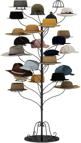 Freestanding Baseball Cap Rack,Freestanding Multi-Tier Hat & Cap Display Rack - Stylish Organizer for Cowboy Hats, Baseball Caps & Wigs - Holds 20 Hats - Modern Home & Store Storage Solution