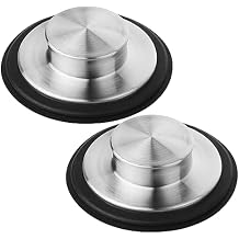 Tifanso Kitchen Sink Drain Stopper Cover, 2PCS Stainless Steel Garbage Disposal Stopper 3.34 Inch Drain Plug, Fits Standard Kitchen Sink Size of 3-1/2 Inch