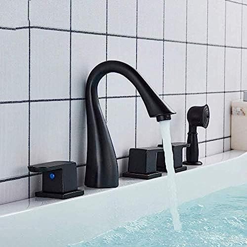 Robinet de baignoire bronze noir ensemble douche laiton monté sur pont