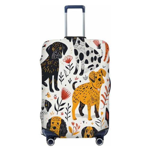Cute Dogs Stretchable Luggage Covers for Suitcase TSA Approved, Dust Proof and Scratch Resistant Travel Luggage Protector for Carry On (25-28 in)