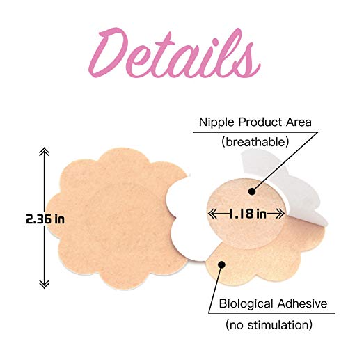 50 Pieces Nipple Cover Breast Covers, Disposable Bra Pad, Breast Pasties Self-Adhesive No Show Bra For Women, by Flashsalestore Beige3