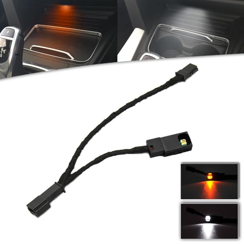 LED Cup Holder Ambient Light AC/Radio Adapter Y Cable for 2016-2020 BM'W F30 F31 F34 F32 F33 F36 LCI M3 F80 M4 F82 M4 F83 LCI Center Console Cupholde Light-Orange/White