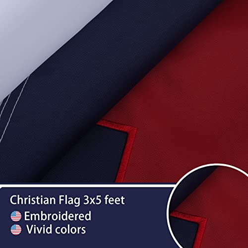 Bradford Christian Flag 3X5 Ft Outdoor Made In Usa, Embroidered Christian Church Flags For Christianity Easter Day Catholic, Heavy Duty Cross Jesus Flags With 2 Brass Grommets #TOP2