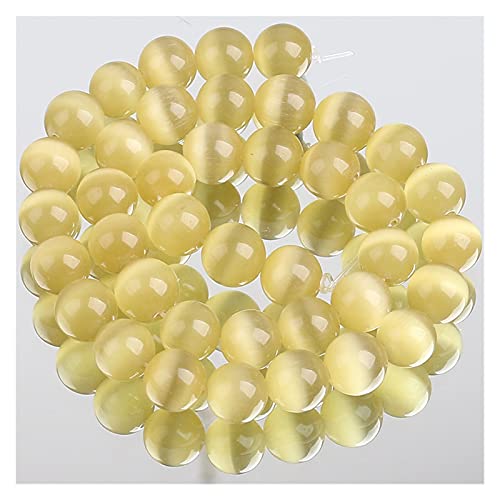 XC Verre De Pierre Naturelle Verre Yellow Cat's Eye Opal 4/6/8/10/1 2MM Perles De Lune D'espacement Desserrées for La Fabrication De Bijoux DIY Conclusions De Bracelet T815 Cover