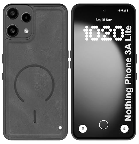 Image of SBMS Back Cover for Nothing Phone 3A Lite | Ultra Slim Soft Rubberised Hard Case | Oil Feel Soft Leather Back | Mag-Safe Design (Mag-Safe Not Support) | Camera Protection Case for Noth 3A Lite (Grey)