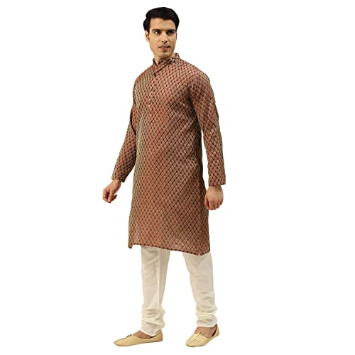Image of SOJANYA (Since 1958, Men's Silk Blend Grey Kurta Pyjama & Silk Blend Jacket Combo