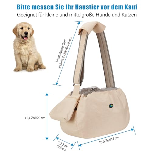 Ownpets Hundetragetasche, Große Hundetasche bis 11kg, Tragetuch Hund, wendbare und freihändige Hundetasche mit verstellbarem Gurt und Schulterpolster für Outdoor